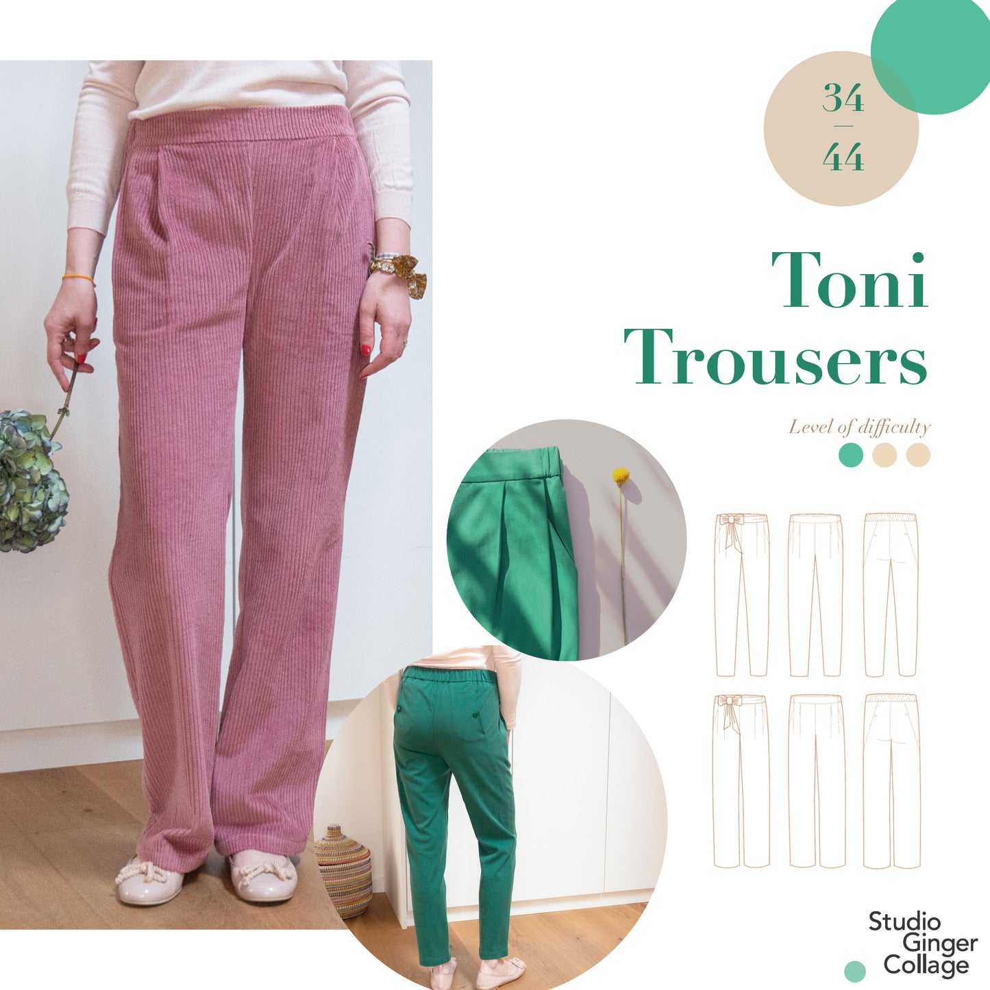 Toni Trousers 34 - 44 sewing pattern and instructions