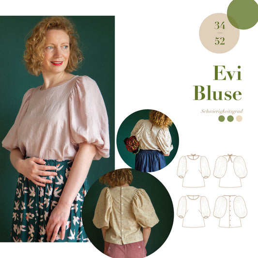 Evi Bluse Größen 34 -52 Schnittmuster und Nähanleitung